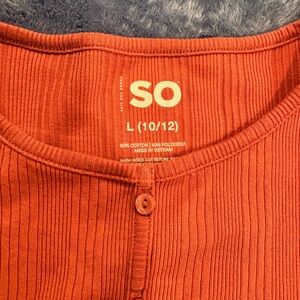 SO Vibrant Orange Ribbed Top